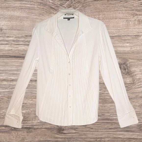 Lafayette 148 Pintuck Button Down Blouse Women's Sz 10 - Picture 1 of 11